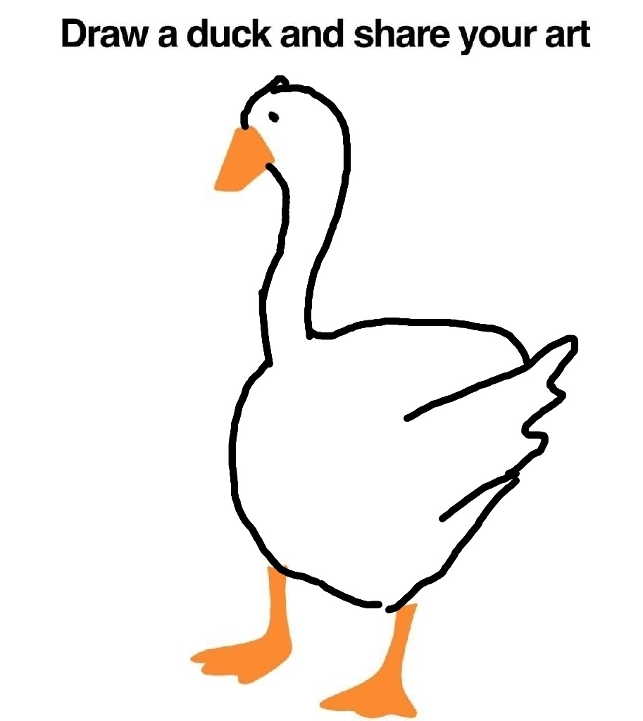 A poorly drawn image of a supposed duck