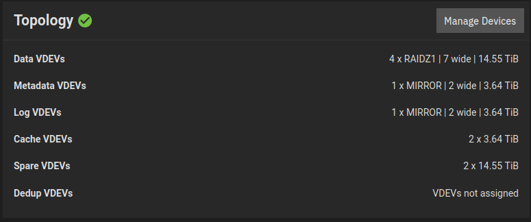 Truenas Topology which shows my storage configuration