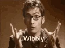 GIF clip of the Tenth Doctor from Doctor Who saying "wibbly wobbly... timey wimey... stuff"