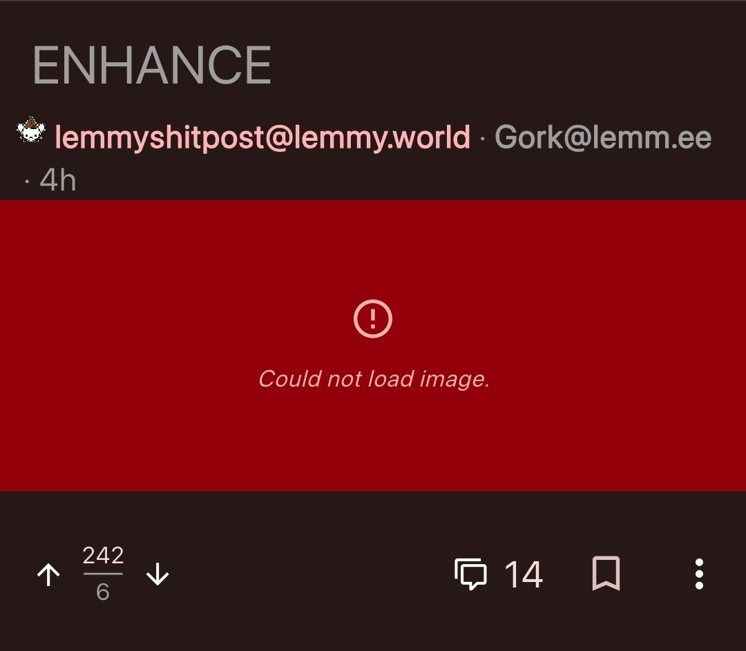 screenshot of this post, but there's an error message saying "could not load image" instead of the uploaded image